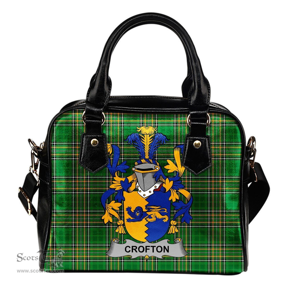 Irish Crofton Coat of Arms Family Crest Ireland Shoulder Handbag Irish National Tartan Irish County Handbag