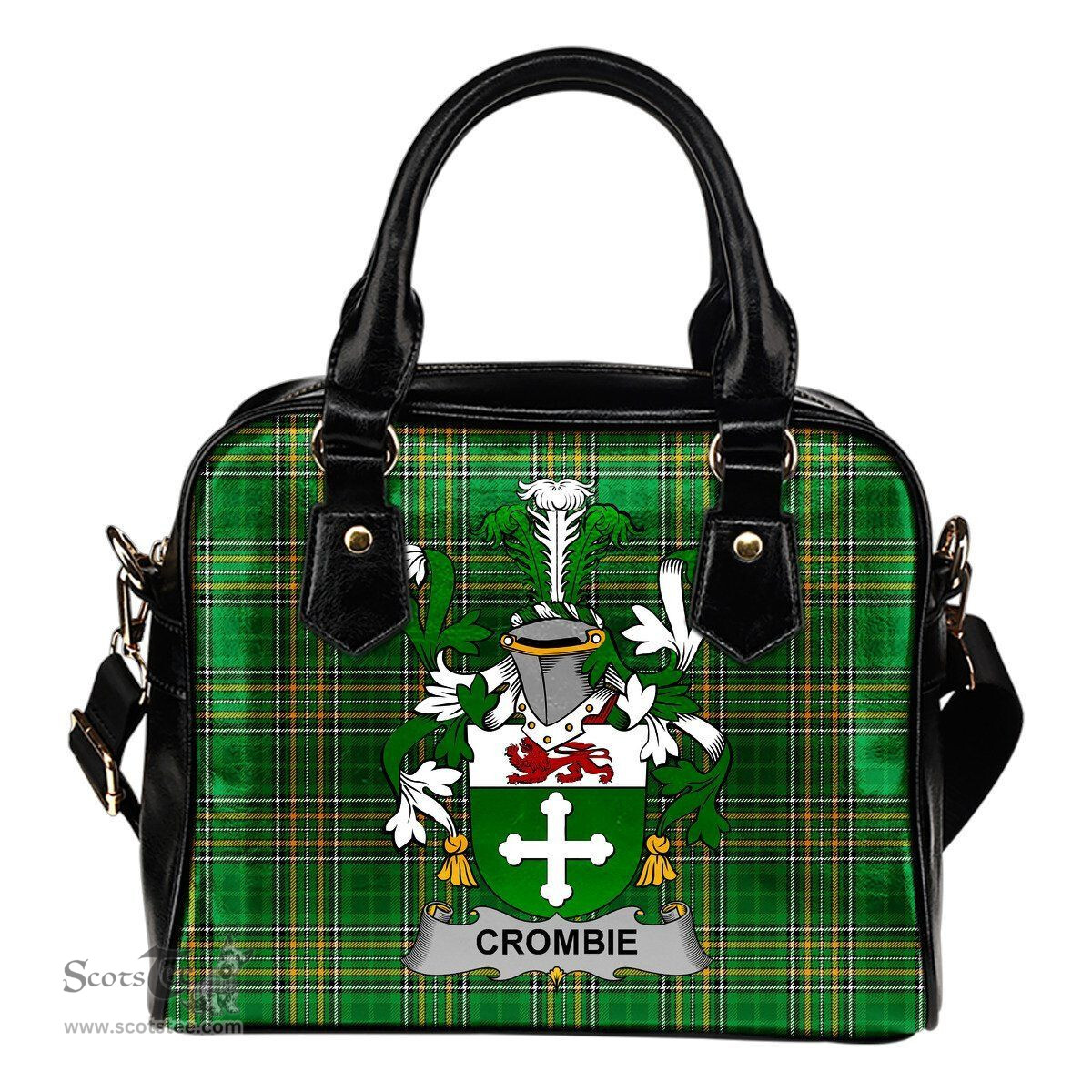 Irish Crombie Coat of Arms Family Crest Ireland Shoulder Handbag Irish National Tartan Irish County Handbag