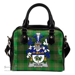 Irish Dolan or O'Dolan Coat of Arms Family Crest Ireland Shoulder Handbag Irish National Tartan Irish County Handbag