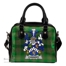 Irish Chinnery Coat of Arms Family Crest Ireland Shoulder Handbag Irish National Tartan Irish County Handbag