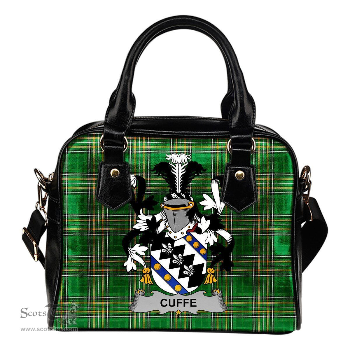 Irish Cuffe Coat of Arms Family Crest Ireland Shoulder Handbag Irish National Tartan Irish County Handbag