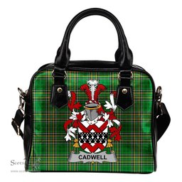 Irish Cadwell or Caddell Coat of Arms Family Crest Ireland Shoulder Handbag Irish National Tartan Irish County Handbag
