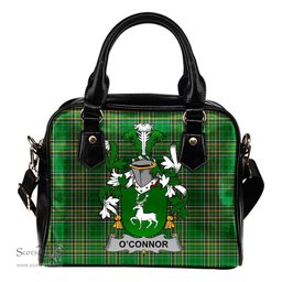 Irish Connor or O'Connor (Corcomroe) Coat of Arms Family Crest Ireland Shoulder Handbag Irish National Tartan Irish County Handbag