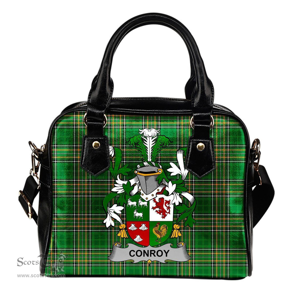 Irish Conroy or O'Conry Coat of Arms Family Crest Ireland Shoulder Handbag Irish National Tartan Irish County Handbag