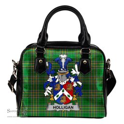 Irish Holligan or O'Halligan Coat of Arms Family Crest Ireland Shoulder Handbag Irish National Tartan Irish County Handbag