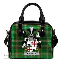 Irish Kellett Coat of Arms Family Crest Ireland Shoulder Handbag Irish National Tartan Irish County Handbag