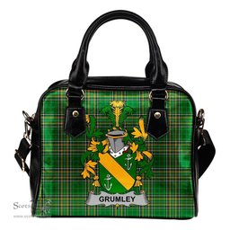 Irish Grumley Coat of Arms Family Crest Ireland Shoulder Handbag Irish National Tartan Irish County Handbag