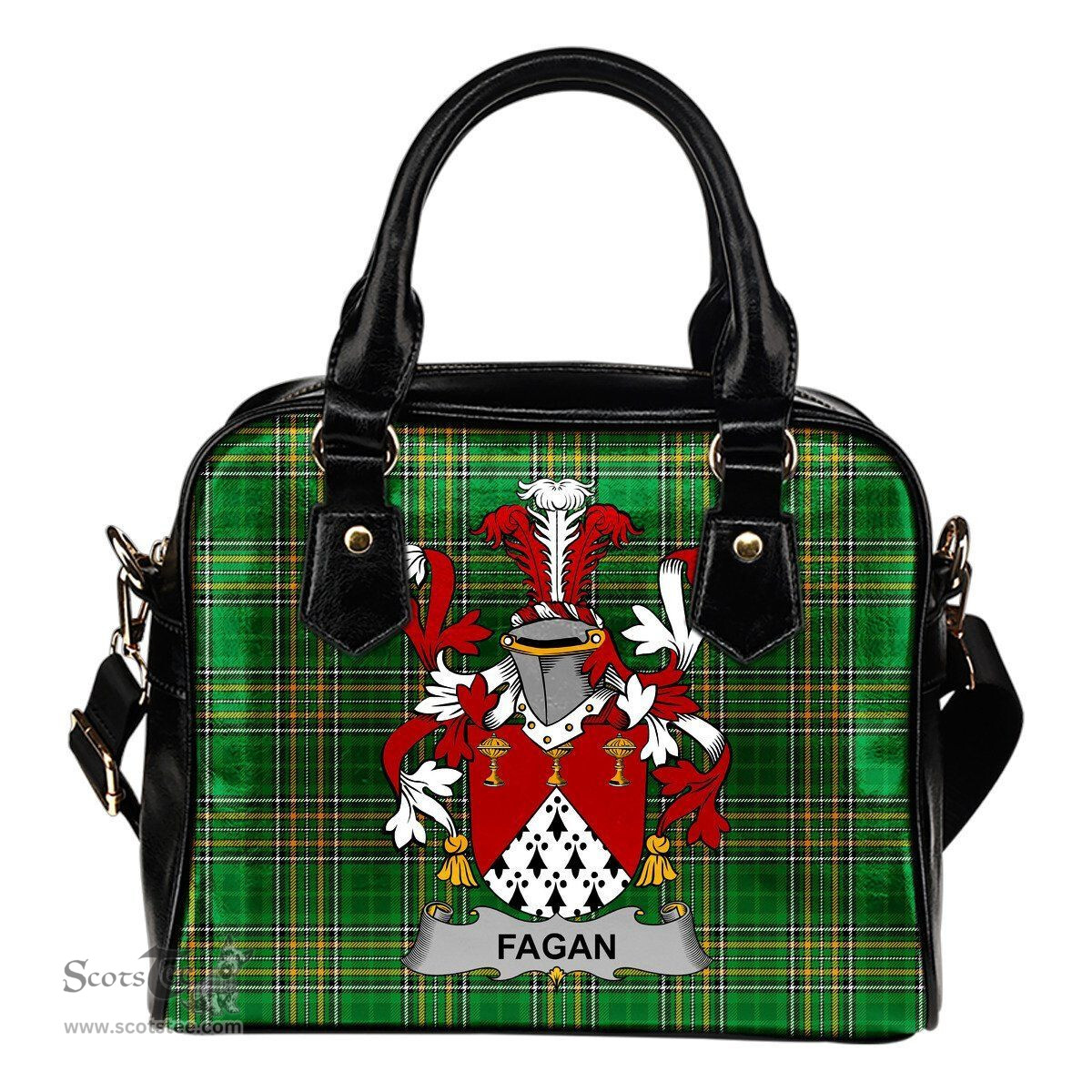Irish Fagan Coat of Arms Family Crest Ireland Shoulder Handbag Irish National Tartan Irish County Handbag