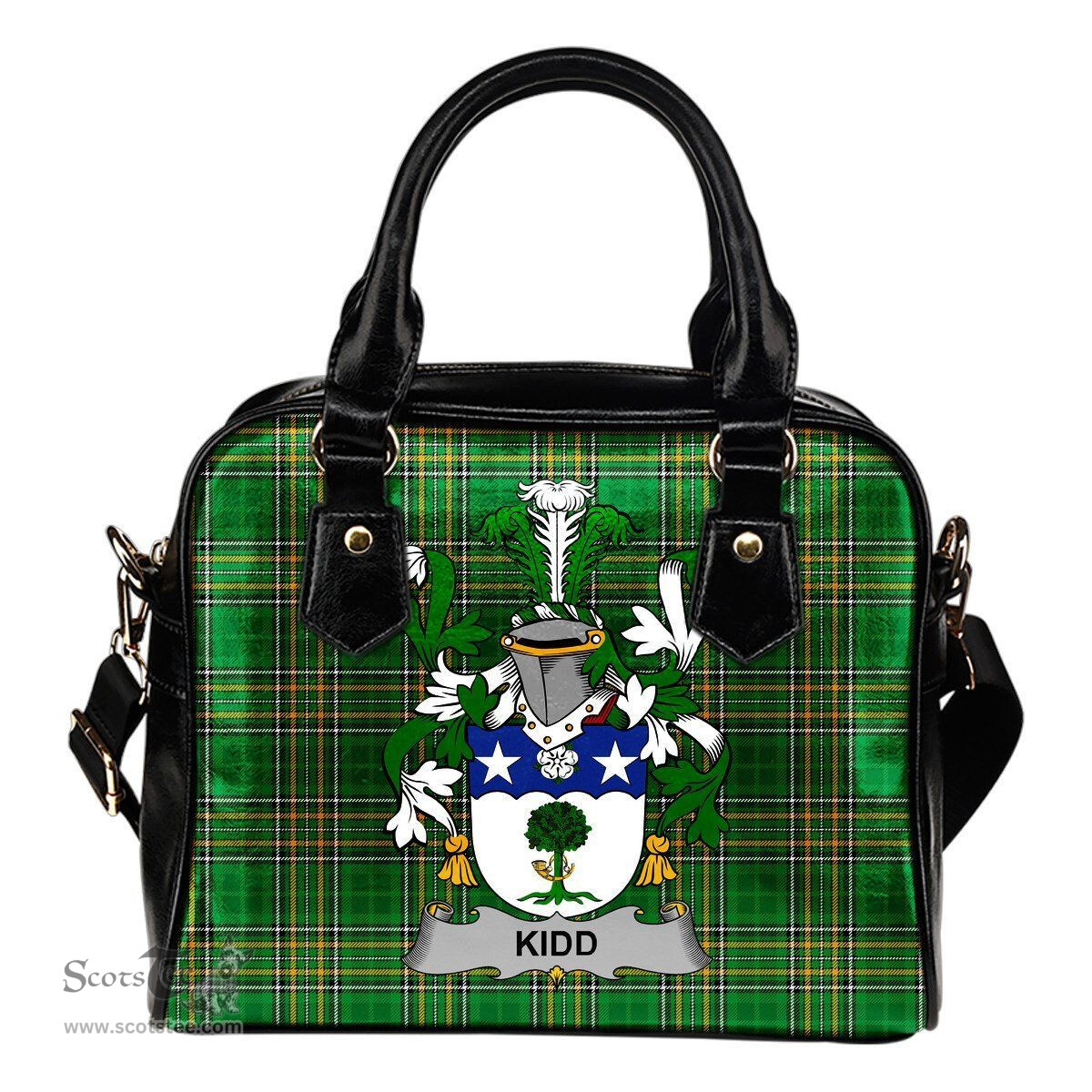 Irish Kidd Coat of Arms Family Crest Ireland Shoulder Handbag Irish National Tartan Irish County Handbag