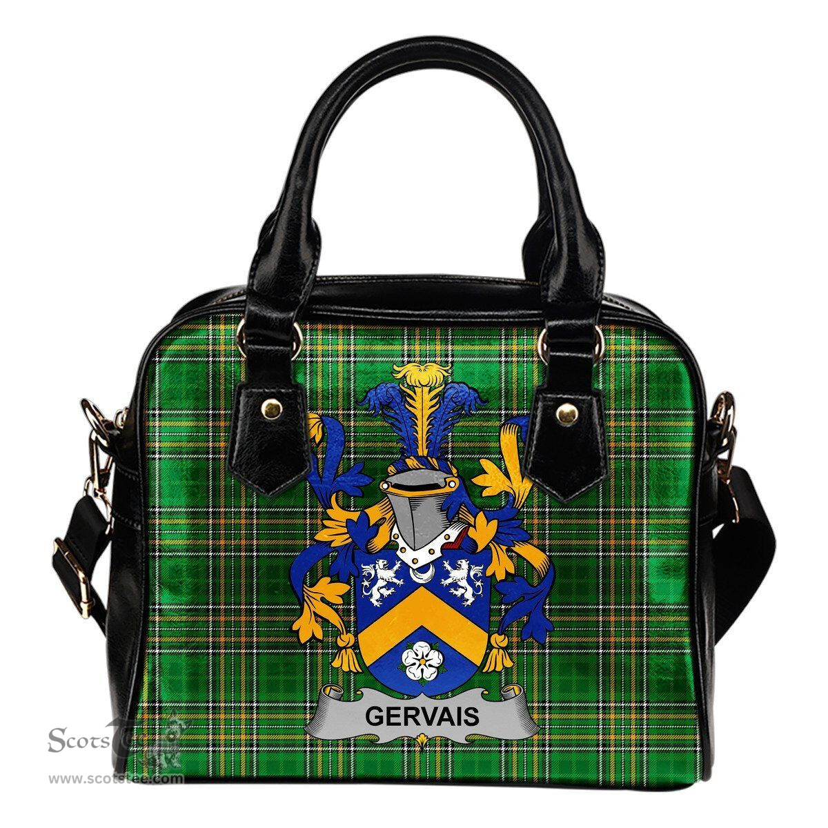 Irish Gervais Coat of Arms Family Crest Ireland Shoulder Handbag Irish National Tartan Irish County Handbag