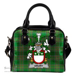 Irish Drury or McDrury Coat of Arms Family Crest Ireland Shoulder Handbag Irish National Tartan Irish County Handbag