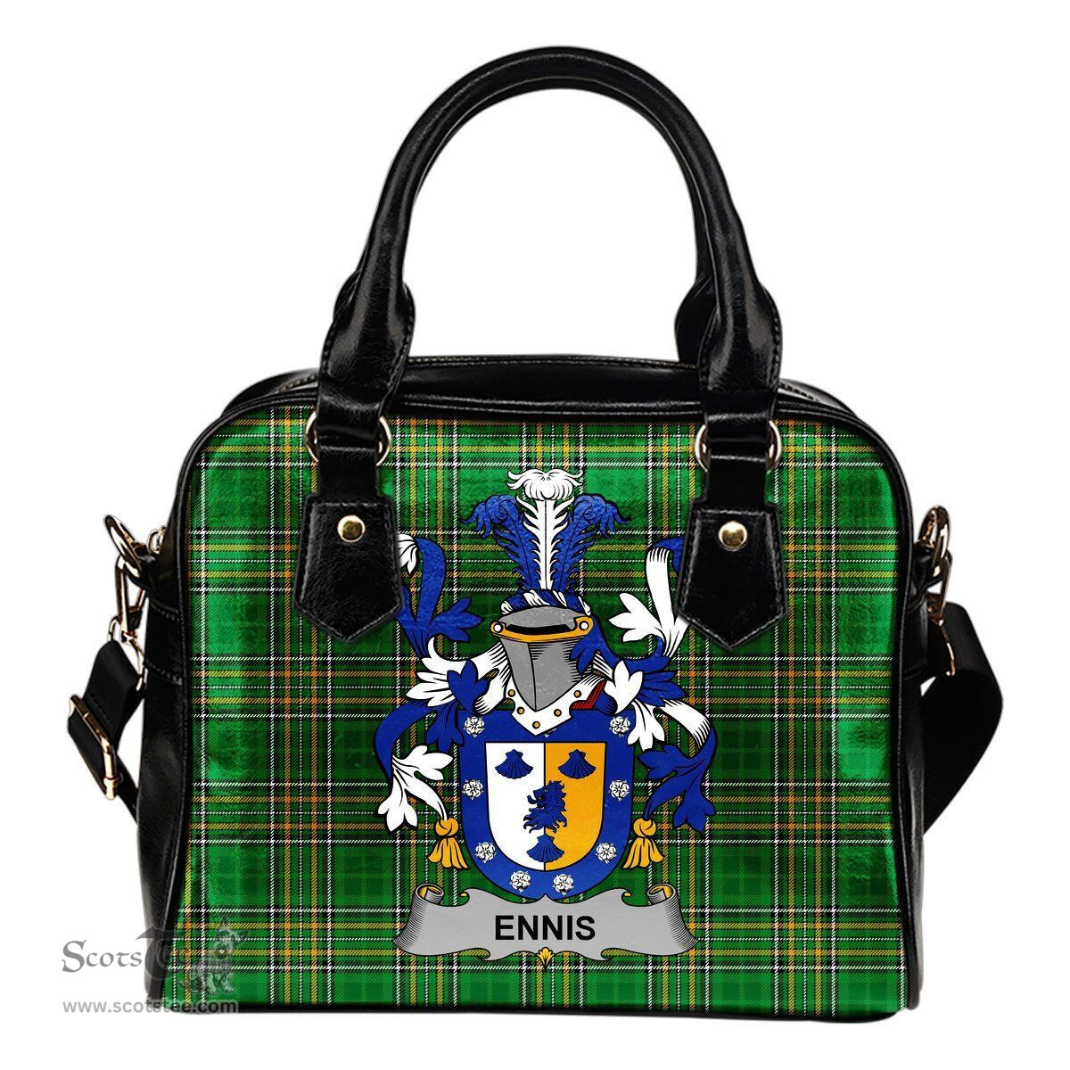 Irish Ennis Coat of Arms Family Crest Ireland Shoulder Handbag Irish National Tartan Irish County Handbag