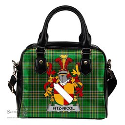Irish Fitz-Nicol Coat of Arms Family Crest Ireland Shoulder Handbag Irish National Tartan Irish County Handbag