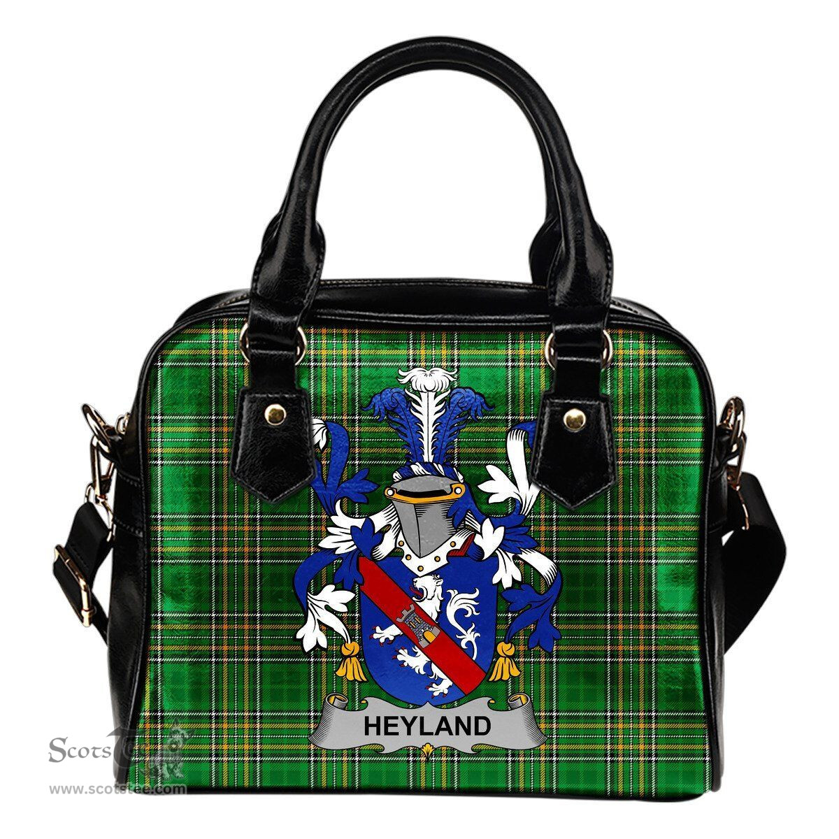Irish Heyland Coat of Arms Family Crest Ireland Shoulder Handbag Irish National Tartan Irish County Handbag