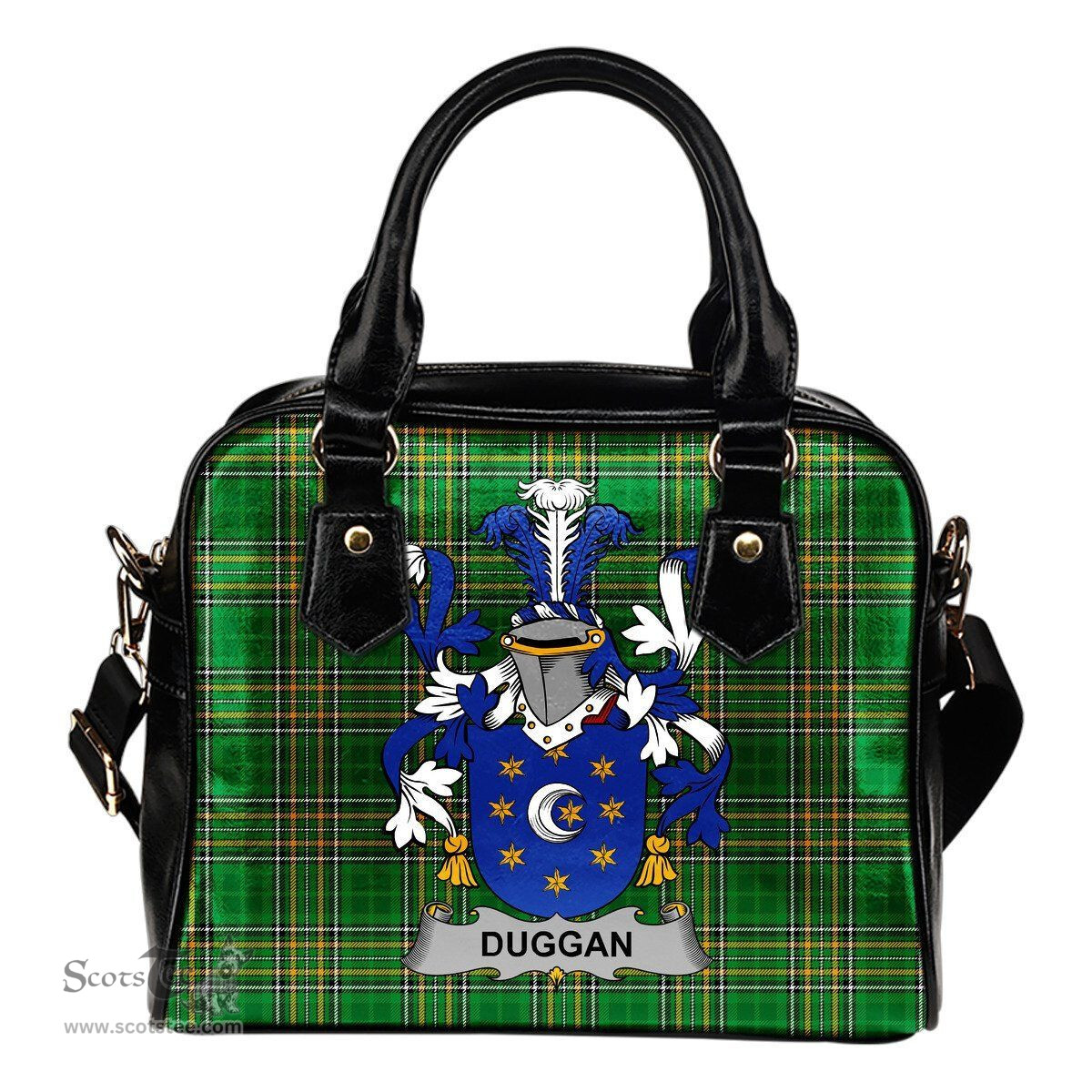Irish Duggan or O'Duggan Coat of Arms Family Crest Ireland Shoulder Handbag Irish National Tartan Irish County Handbag