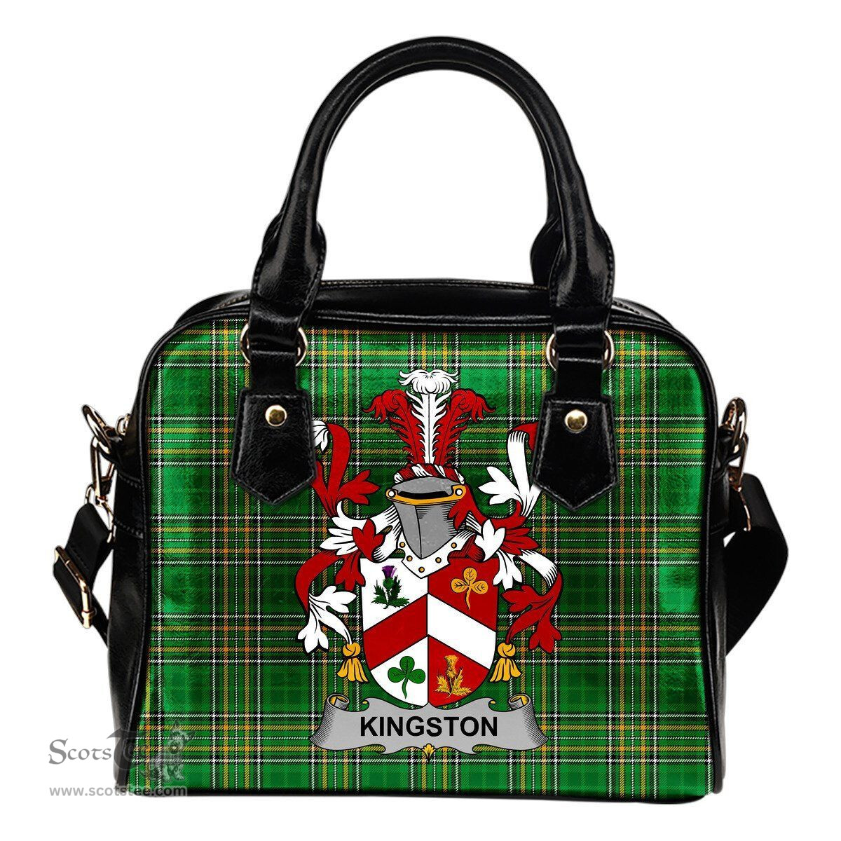 Irish Kingston Coat of Arms Family Crest Ireland Shoulder Handbag Irish National Tartan Irish County Handbag
