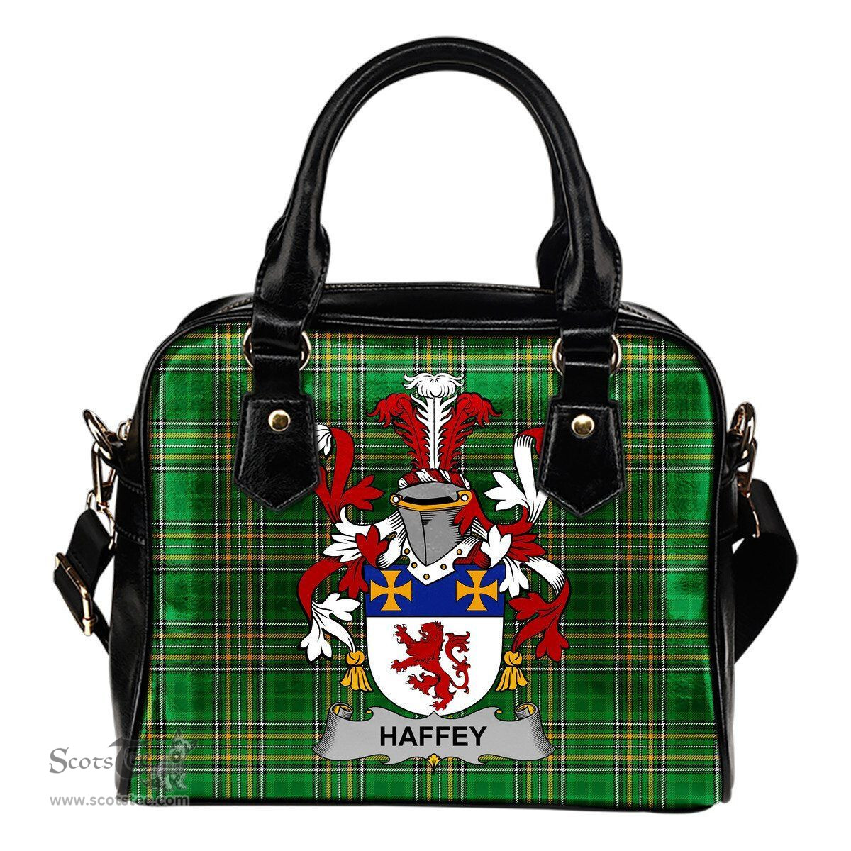 Irish Haffey Coat of Arms Family Crest Ireland Shoulder Handbag Irish National Tartan Irish County Handbag