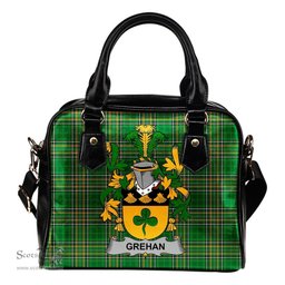 Irish Grehan or O'Greaghan Coat of Arms Family Crest Ireland Shoulder Handbag Irish National Tartan Irish County Handbag