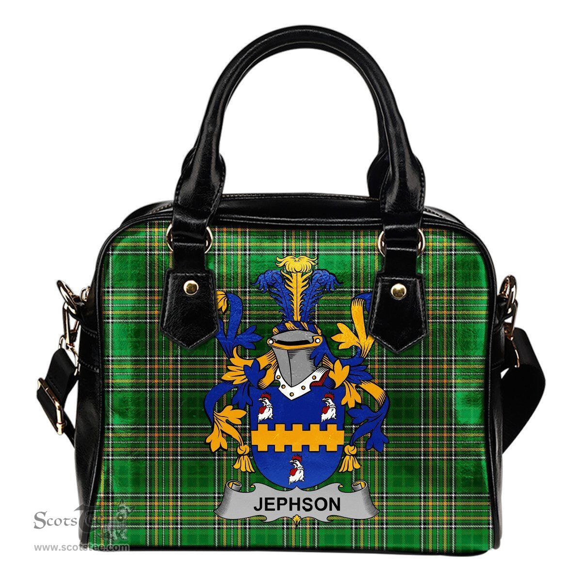 Irish Jephson Coat of Arms Family Crest Ireland Shoulder Handbag Irish National Tartan Irish County Handbag