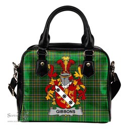 Irish Gibbons or McGibbons Coat of Arms Family Crest Ireland Shoulder Handbag Irish National Tartan Irish County Handbag
