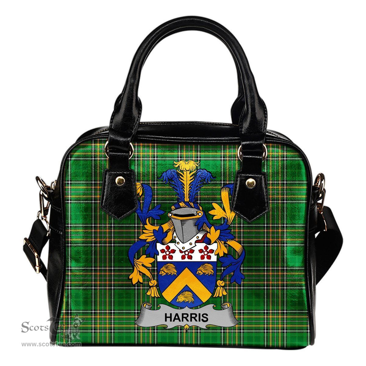 Irish Harris Coat of Arms Family Crest Ireland Shoulder Handbag Irish National Tartan Irish County Handbag