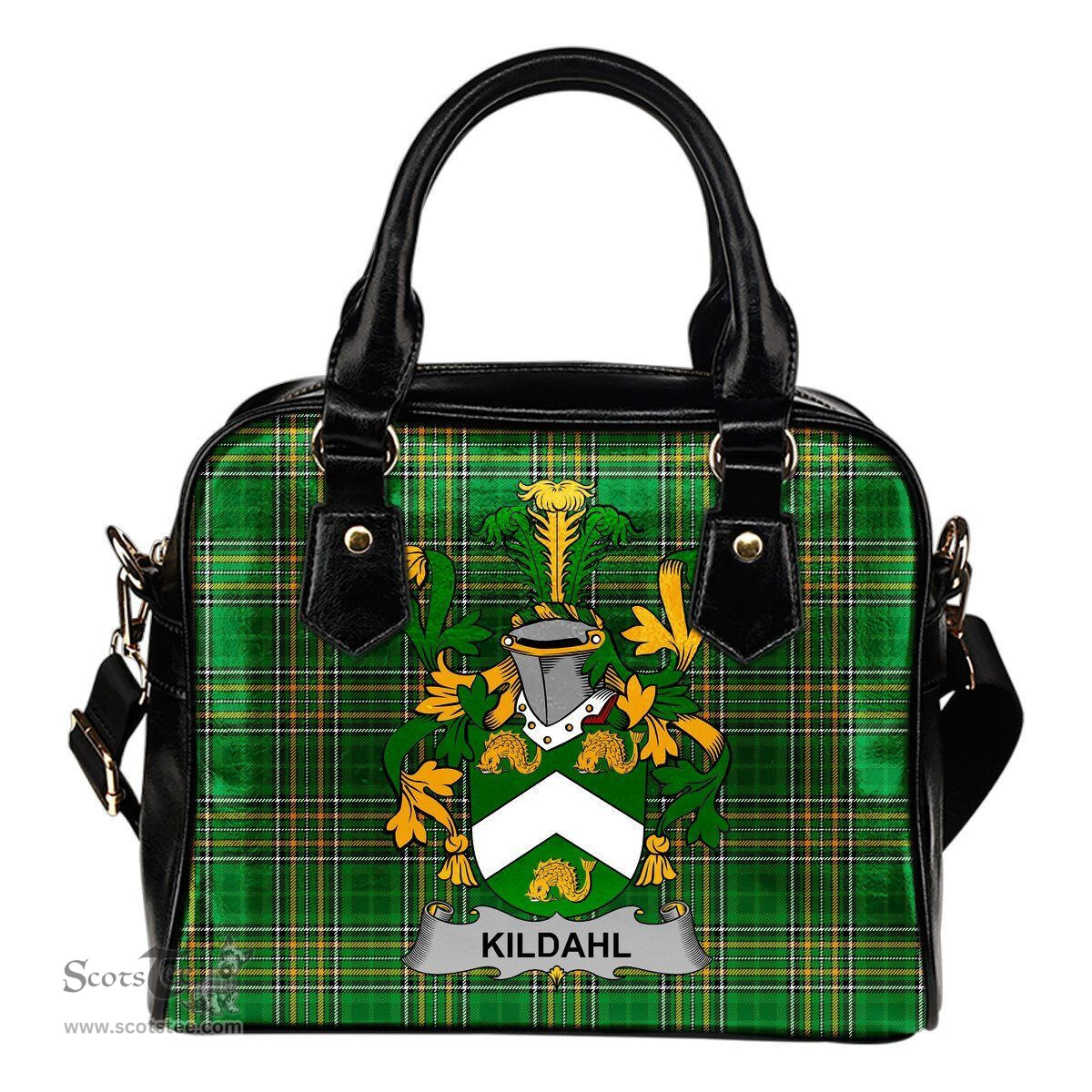 Irish Kildahl Coat of Arms Family Crest Ireland Shoulder Handbag Irish National Tartan Irish County Handbag