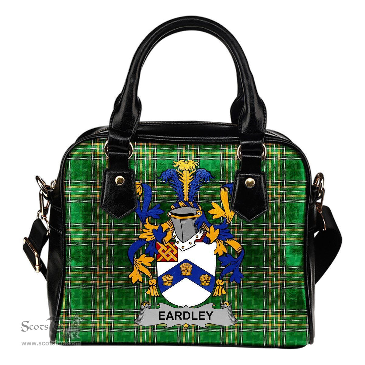 Irish Eardley Coat of Arms Family Crest Ireland Shoulder Handbag Irish National Tartan Irish County Handbag