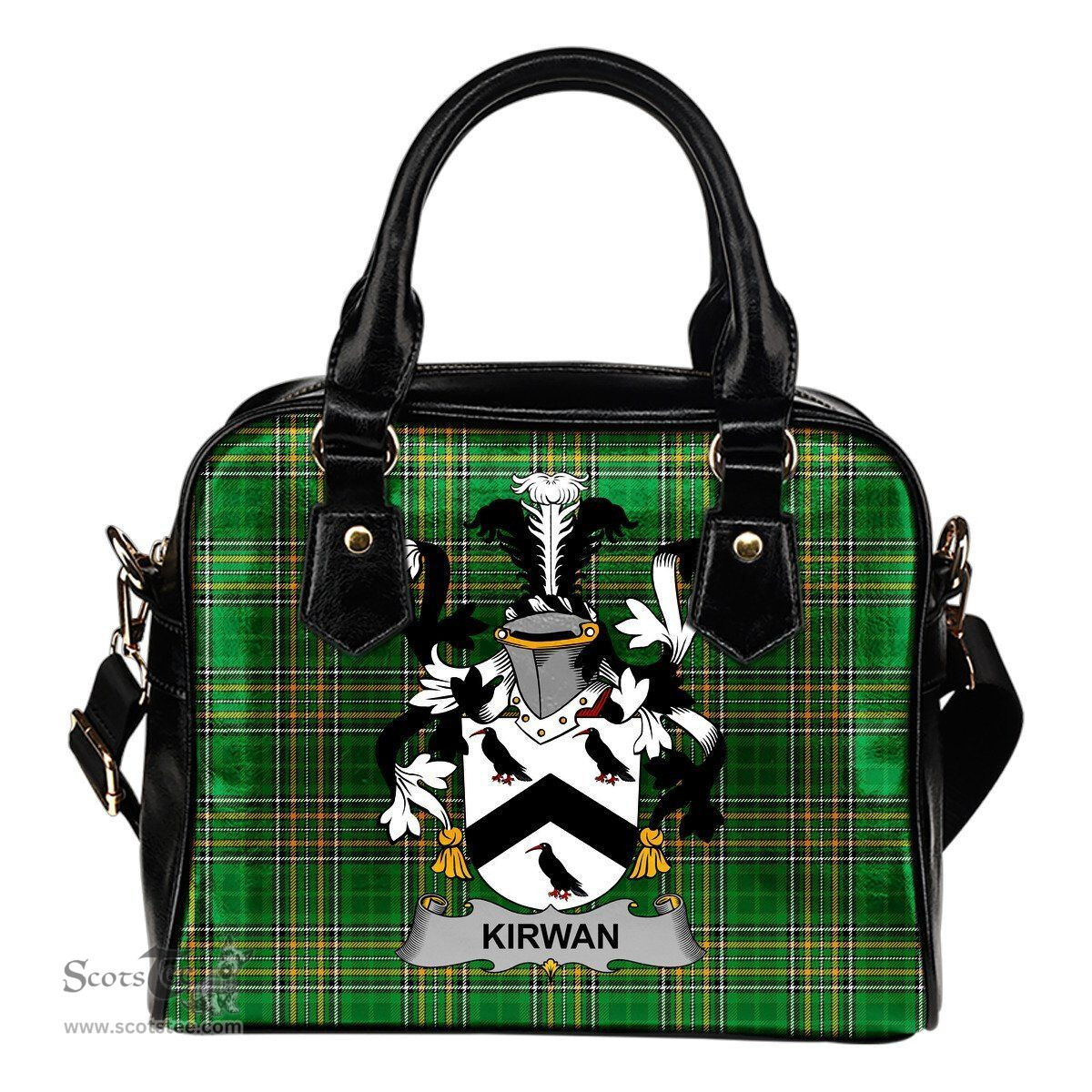 Irish Kirwan or O'Kerwin Coat of Arms Family Crest Ireland Shoulder Handbag Irish National Tartan Irish County Handbag