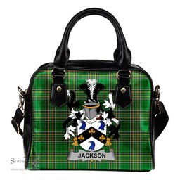 Irish Jackson Coat of Arms Family Crest Ireland Shoulder Handbag Irish National Tartan Irish County Handbag