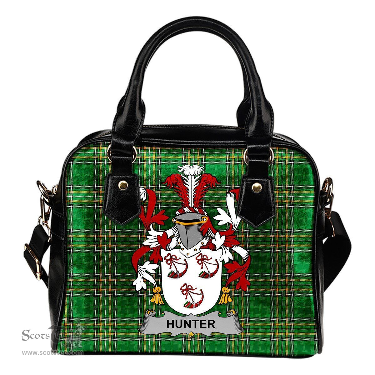 Irish Hunter Coat of Arms Family Crest Ireland Shoulder Handbag Irish National Tartan Irish County Handbag