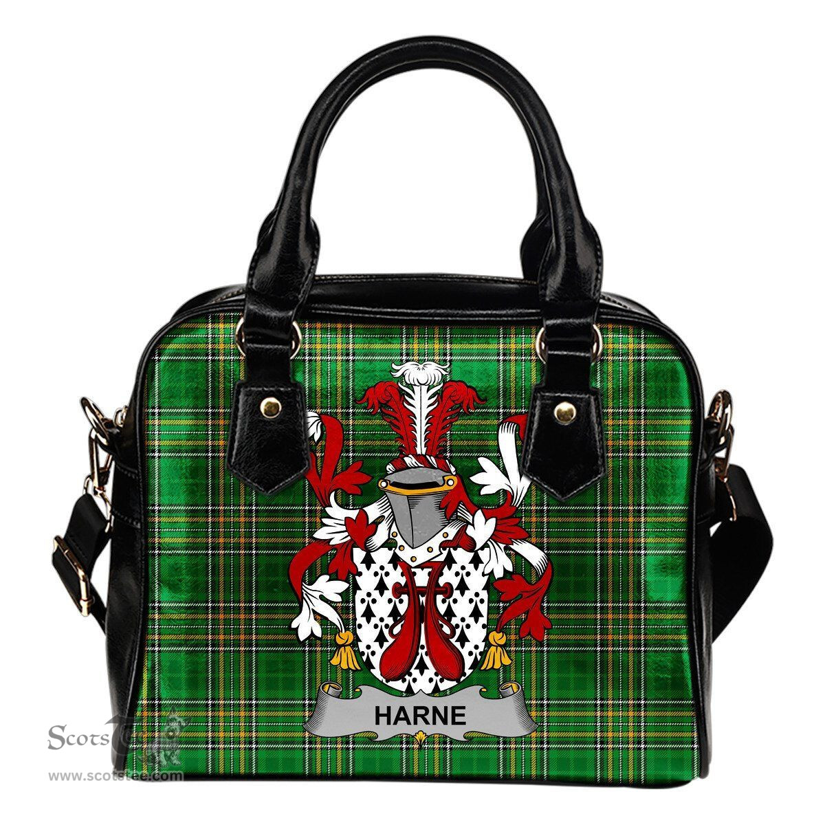 Irish Harne Coat of Arms Family Crest Ireland Shoulder Handbag Irish National Tartan Irish County Handbag