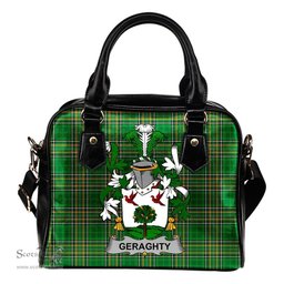Irish Geraghty or McGarrity Coat of Arms Family Crest Ireland Shoulder Handbag Irish National Tartan Irish County Handbag