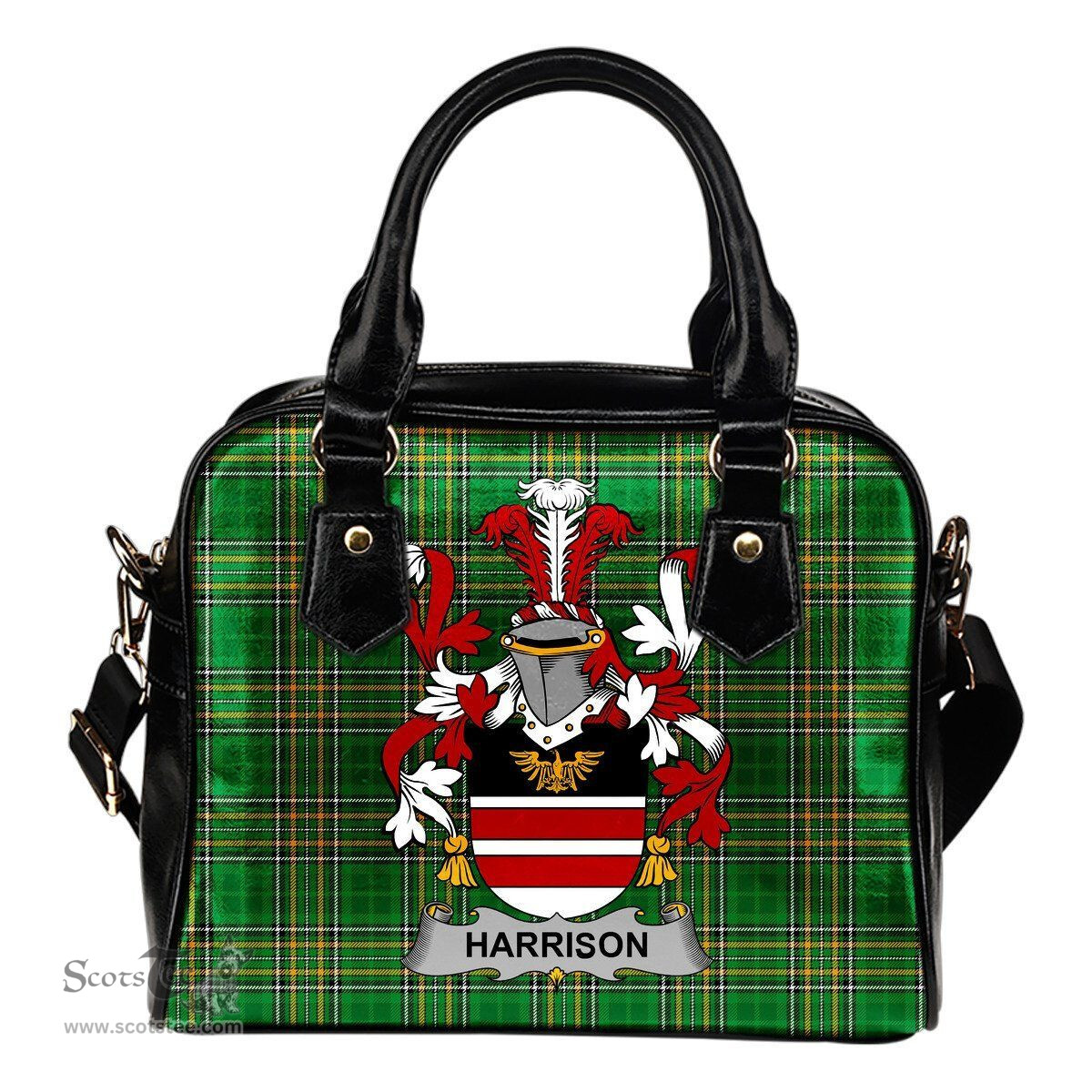 Irish Harrison Coat of Arms Family Crest Ireland Shoulder Handbag Irish National Tartan Irish County Handbag