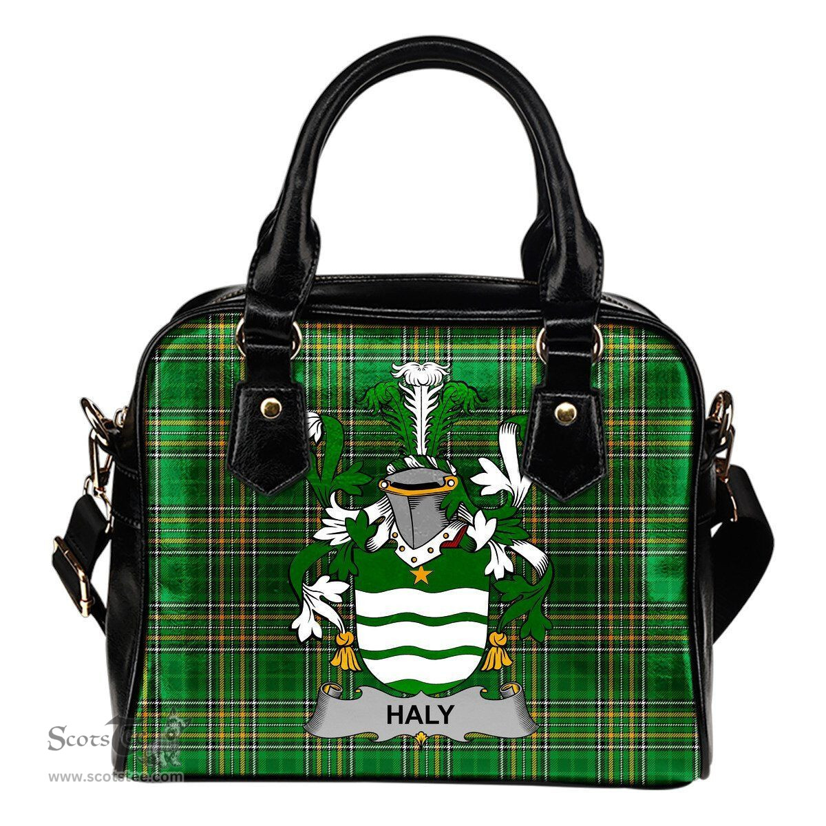 Irish Haly Coat of Arms Family Crest Ireland Shoulder Handbag Irish National Tartan Irish County Handbag