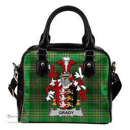 Irish Grady or O'Grady Coat of Arms Family Crest Ireland Shoulder Handbag Irish National Tartan Irish County Handbag