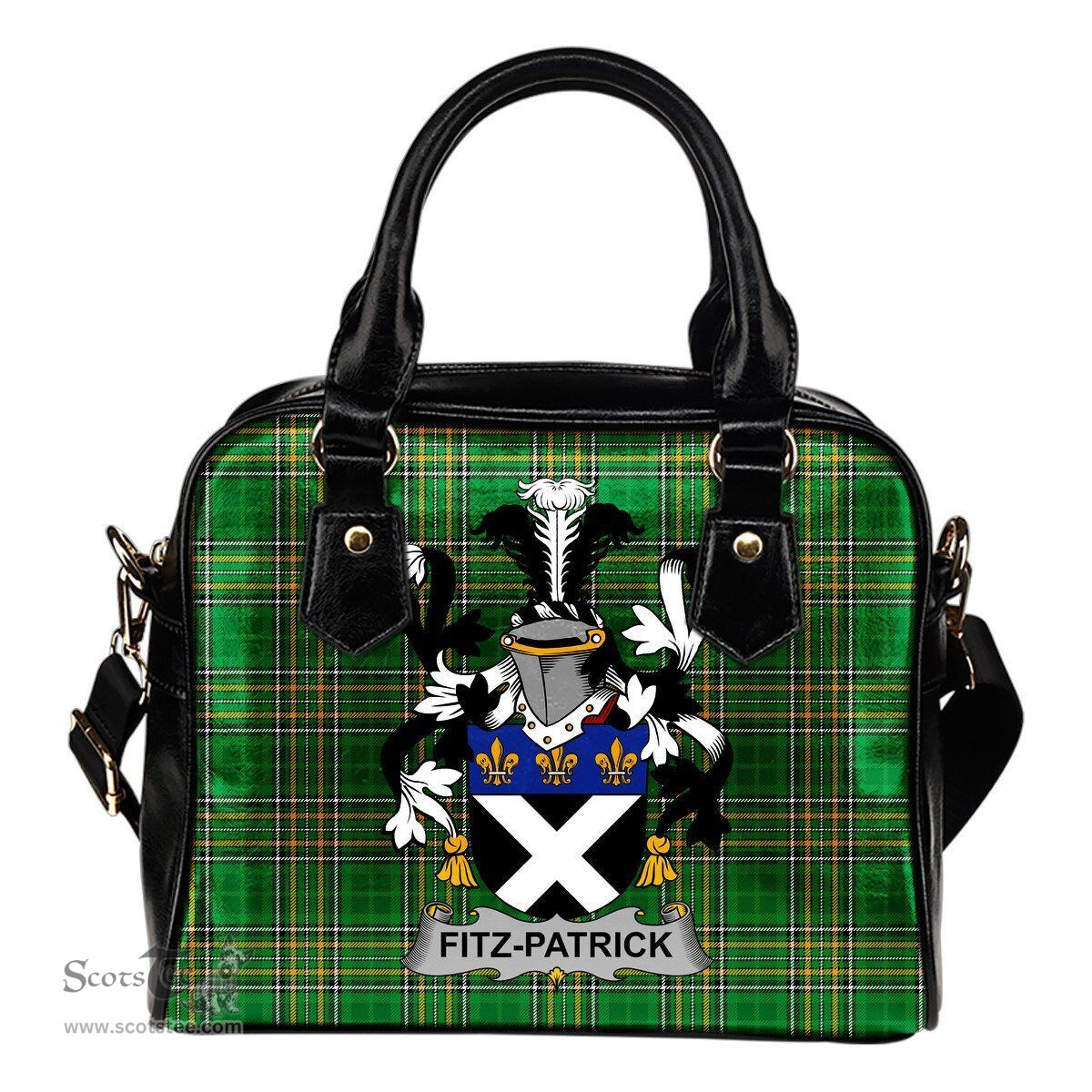 Irish Fitz-Patrick Coat of Arms Family Crest Ireland Shoulder Handbag Irish National Tartan Irish County Handbag
