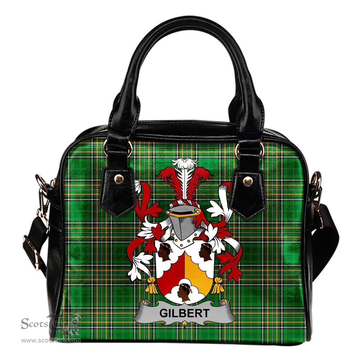 Irish Gilbert Coat of Arms Family Crest Ireland Shoulder Handbag Irish National Tartan Irish County Handbag