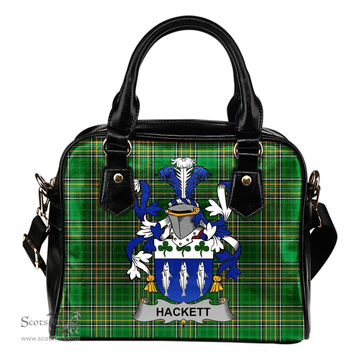 Irish Hackett Coat of Arms Family Crest Ireland Shoulder Handbag Irish National Tartan Irish County Handbag