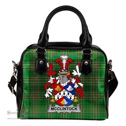 Irish McClintock Coat of Arms Family Crest Ireland Shoulder Handbag Irish National Tartan Irish County Handbag