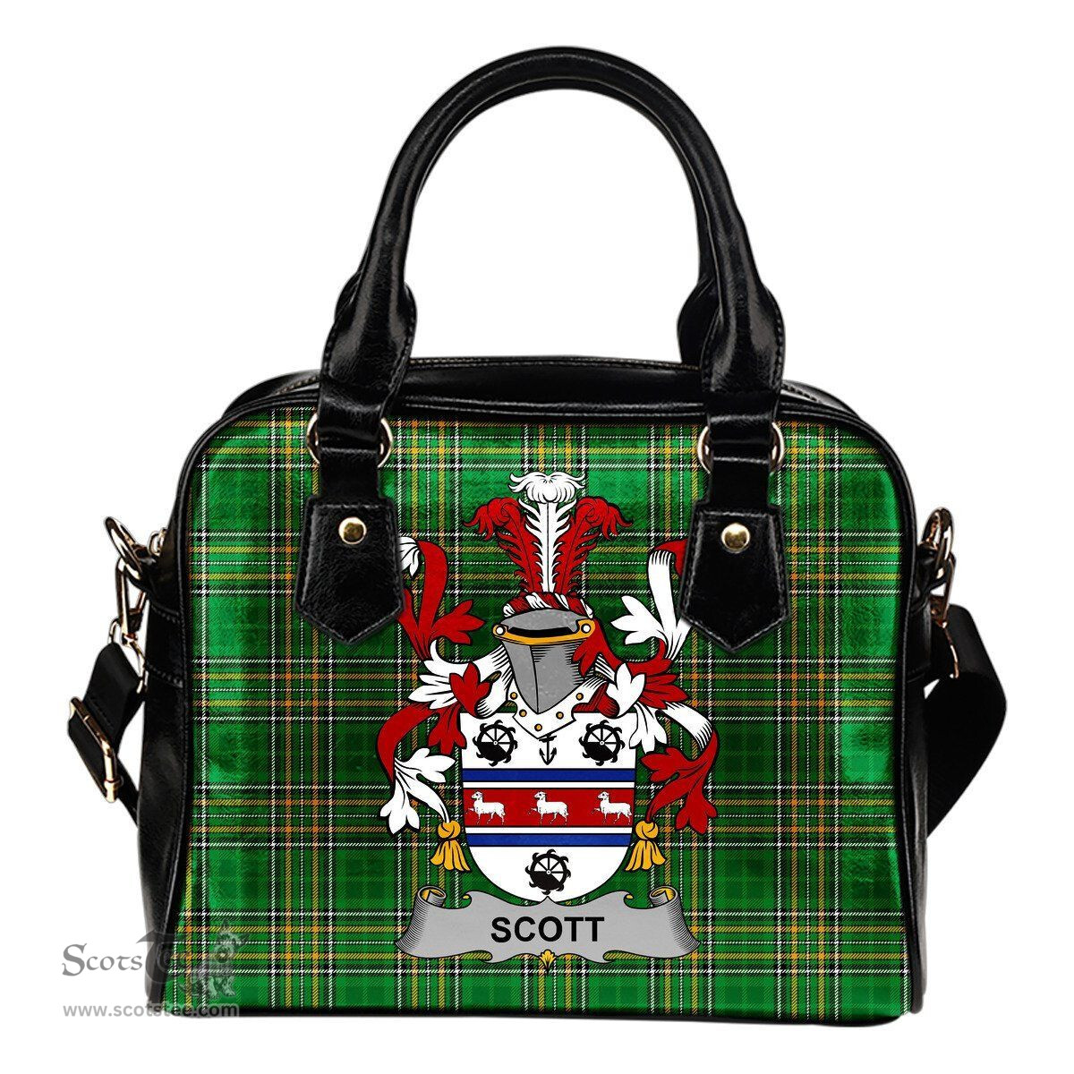 Irish Scott Coat of Arms Family Crest Ireland Shoulder Handbag Irish National Tartan Irish County Handbag