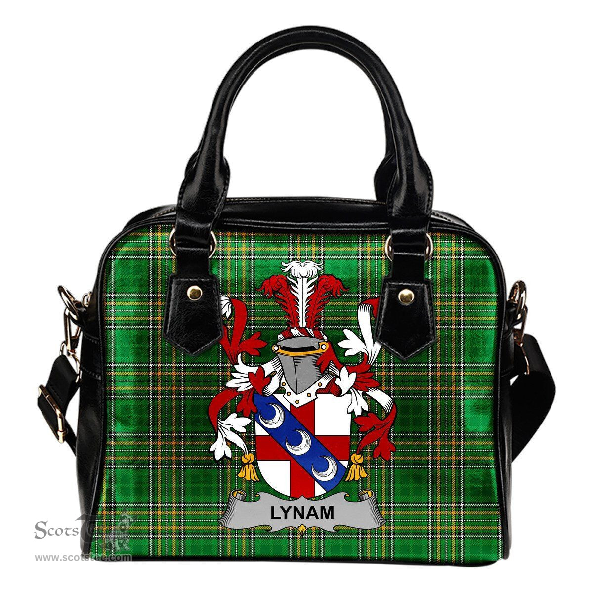 Irish Lynam or O'Lynam Coat of Arms Family Crest Ireland Shoulder Handbag Irish National Tartan Irish County Handbag