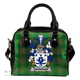 Irish Shanahan or O'Shanahan Coat of Arms Family Crest Ireland Shoulder Handbag Irish National Tartan Irish County Handbag