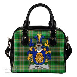 Irish Mihill Coat of Arms Family Crest Ireland Shoulder Handbag Irish National Tartan Irish County Handbag