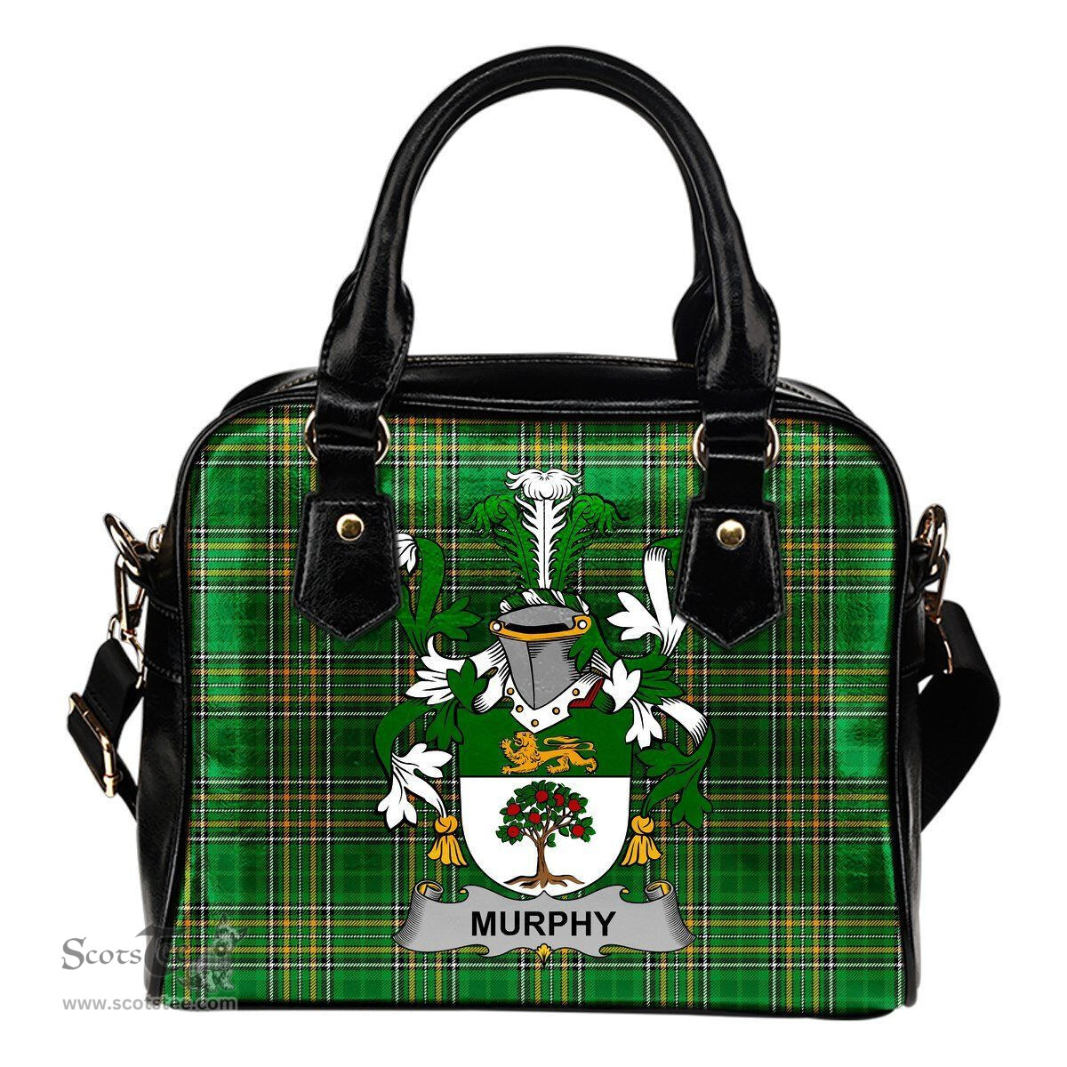 Irish Murphy (Wexford) Coat of Arms Family Crest Ireland Shoulder Handbag Irish National Tartan Irish County Handbag