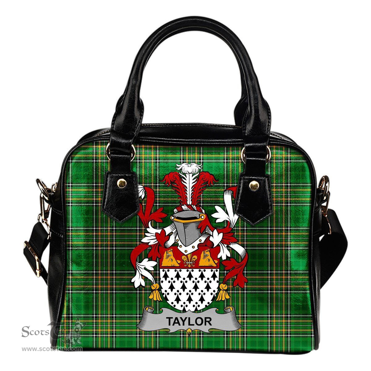 Irish Taylor Coat of Arms Family Crest Ireland Shoulder Handbag Irish National Tartan Irish County Handbag