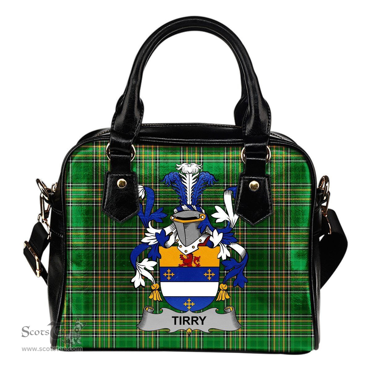 Irish Tirry Coat of Arms Family Crest Ireland Shoulder Handbag Irish National Tartan Irish County Handbag