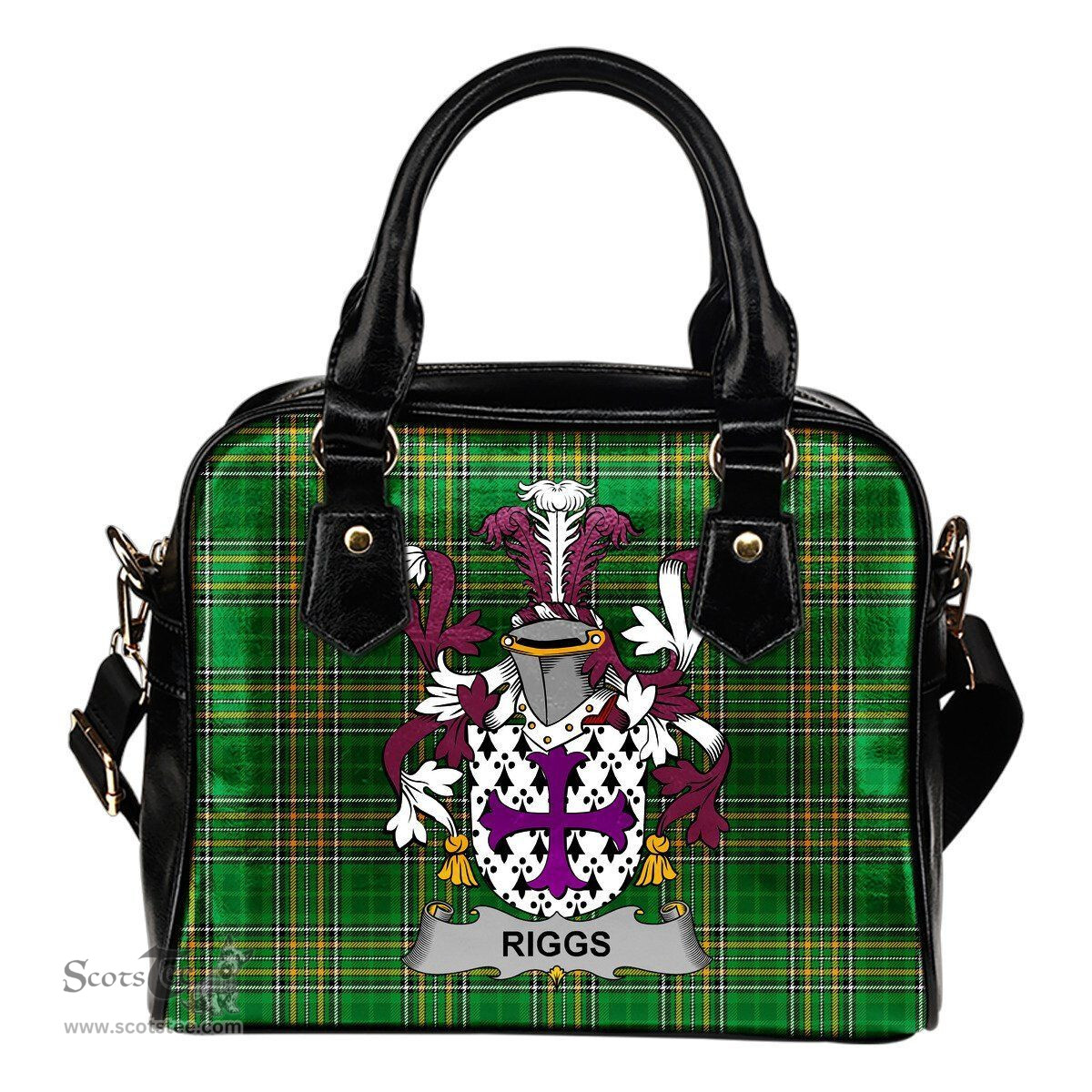 Irish Riggs Coat of Arms Family Crest Ireland Shoulder Handbag Irish National Tartan Irish County Handbag