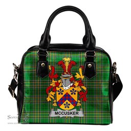 Irish McCusker or Cosker Coat of Arms Family Crest Ireland Shoulder Handbag Irish National Tartan Irish County Handbag