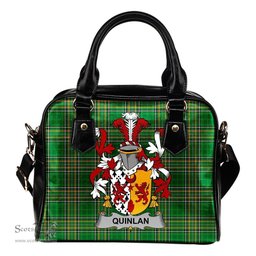 Irish Quinlan or O'Quinlevan Coat of Arms Family Crest Ireland Shoulder Handbag Irish National Tartan Irish County Handbag