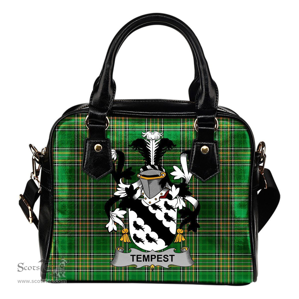 Irish Tempest Coat of Arms Family Crest Ireland Shoulder Handbag Irish National Tartan Irish County Handbag